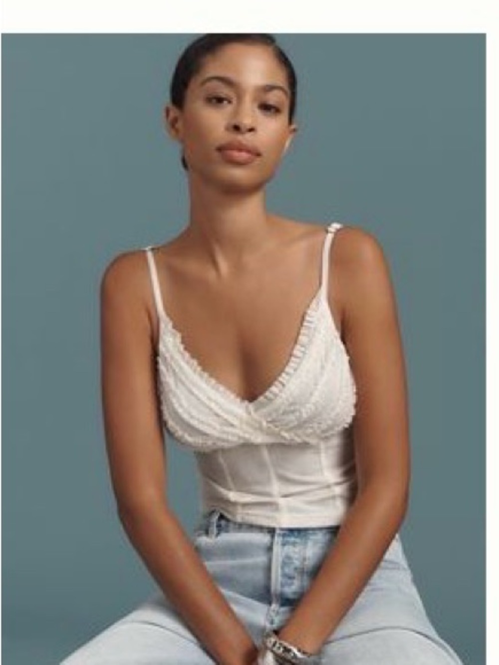 Anthropologie Ivory Lace-Trim Camisole